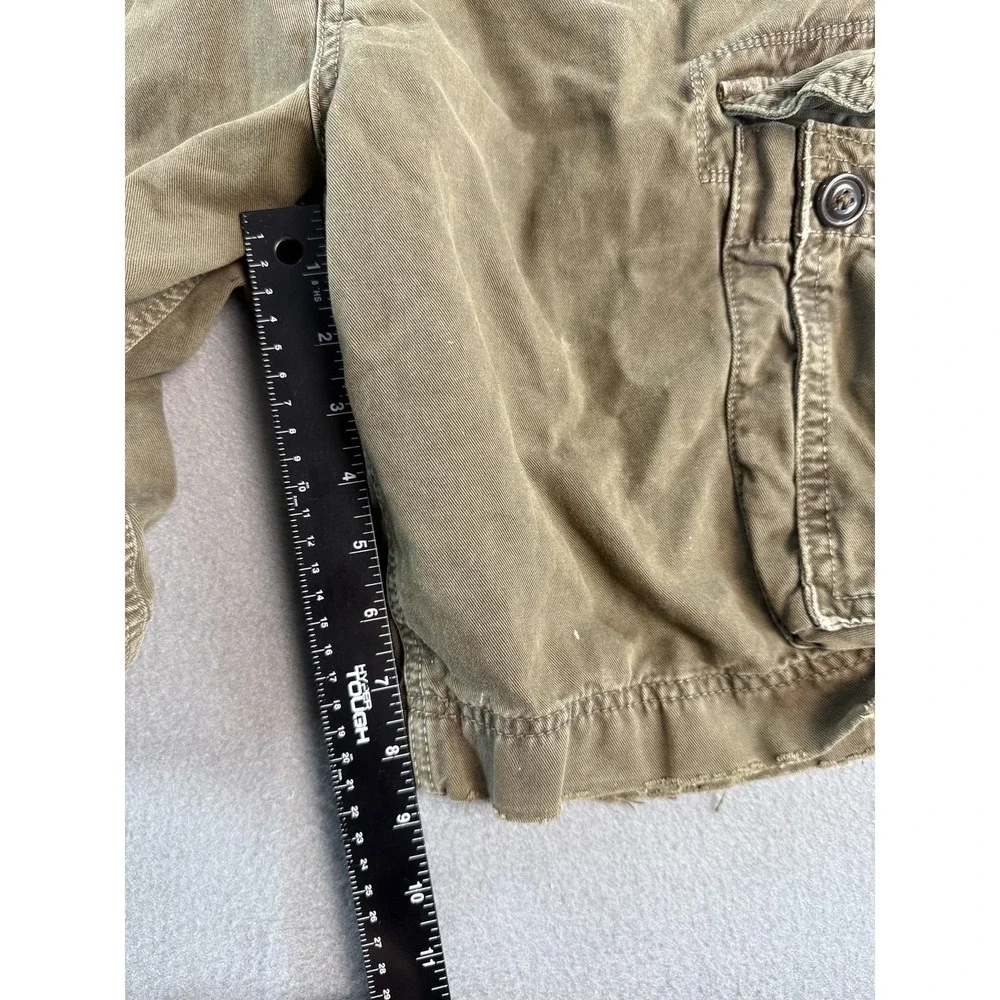Y2k American Eagle Cargo Shorts Mens 32 Green Canvas Relaxed 11 Inseam Vintage